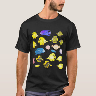 Heldergekleurde Tropische Vissen Aquarel T-shirt