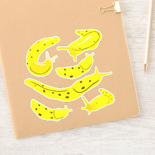 Heldergele Banaan Slugs Sticker Set