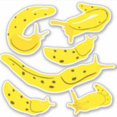 Heldergele Banaan Slugs Sticker Set (Voorkant)