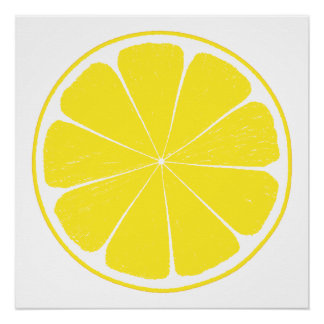 Heldergele citroen Citrus Fruit Slice Design Perfect Poster