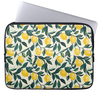 Heldergele citroen patroon laptop sleeve