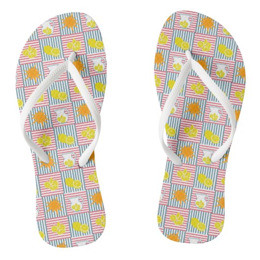 Heldergele citroenen, oranje zon, zomerknalen teenslippers (Voetbed)