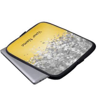 Heldergele en nepglitter laptop sleeve