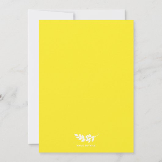 Heldergele laurierkrans Baby foto doop Kaart (Achterkant)