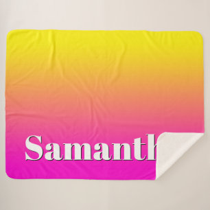 Heldergele neonroze gradiënt sherpa deken