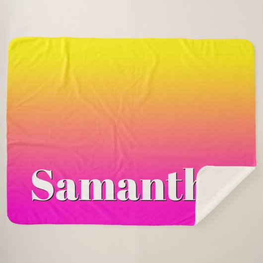 Heldergele neonroze gradiënt sherpa deken (Voorkant (horizontaal))