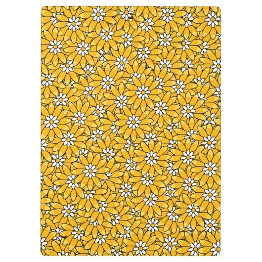 Heldergele Overlappende Floral Pattern Klembord (Achterkant)
