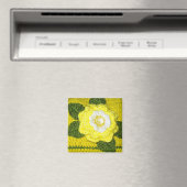 Heldergele roze en groene bladeren met haakdruk magneet (Insitu (Vaatwasser))