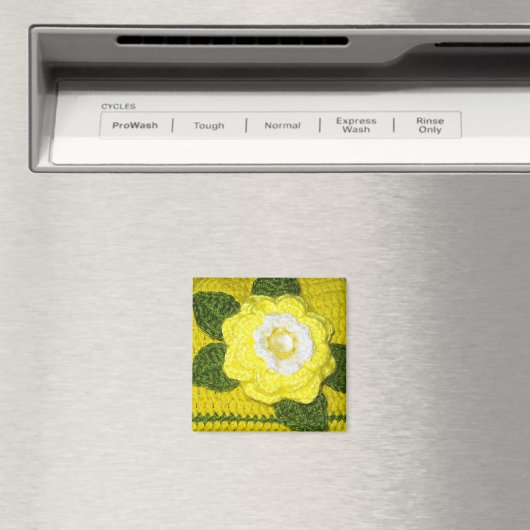 Heldergele roze en groene bladeren met haakdruk magneet (Insitu (Vaatwasser))