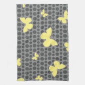 Heldergele vlinders op grijs theedoek (Verticaal)