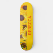 Heldergele Waterverf Zonnebloem Skateboard (Voorkant)