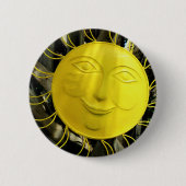 Heldergele zonkant glimlen ronde button 5,7 cm (Voorkant)