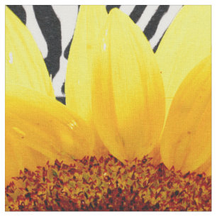 Heldergele zonnebloem op Zebra Print Stripes Stof
