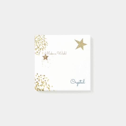 Heldergouden glitter sapphire maakt een wensvakant post-it® notes (Voorkant)