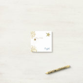 Heldergouden glitter sapphire maakt een wensvakant post-it® notes (Op bureau)