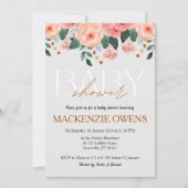  heldergrijs bloemenblush Baby shower Kaart (Voorkant)