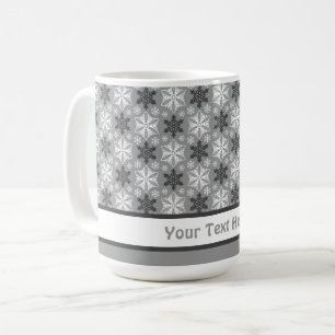 Heldergrijs zwart winterwit Snowflake patroon Koffiemok