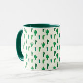 Heldergroen cactus-patroon mok (Voorkant links)