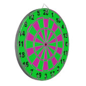 Heldergroen en roze dartbord (Voorkant Links)