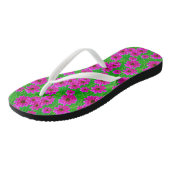 Heldergroen en roze ventilatorpatroon teenslippers (Schuin)