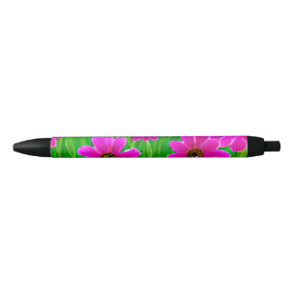 Heldergroen en roze ventilatorpatroon zwarte inkt pen