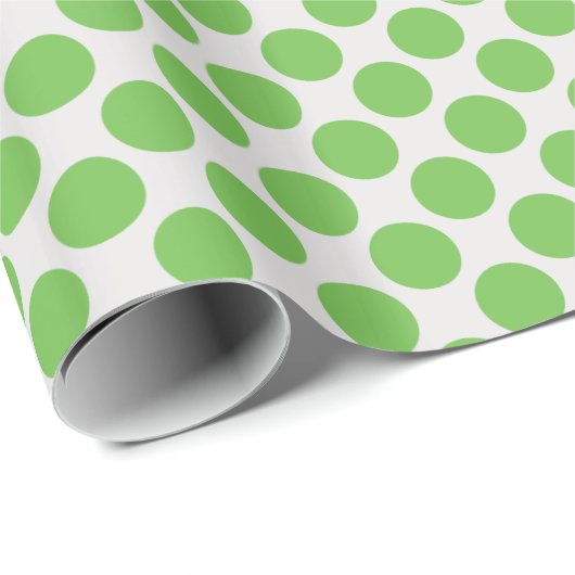 Heldergroen en wit Moderne Big Polka Dots Cadeaupapier (Rol Hoek)