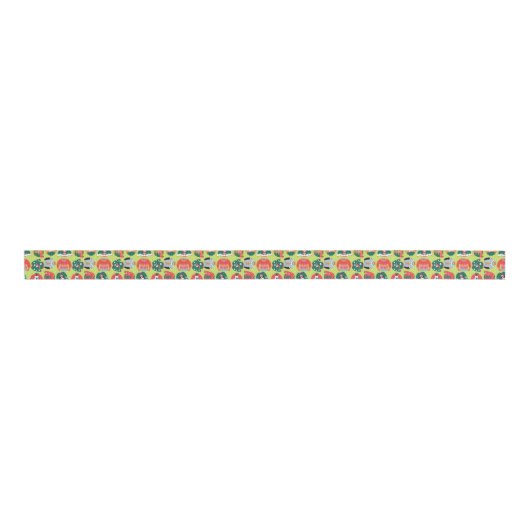 Heldergroen patroon van kerstavaar rood schattig grosgrain lint (Voorkant)