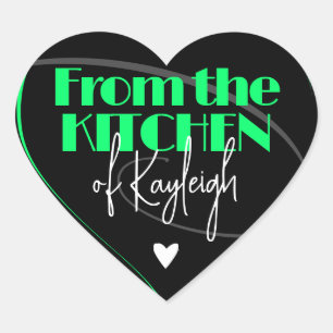 Heldergroen Uit de keuken van Signature Naam Hart Sticker
