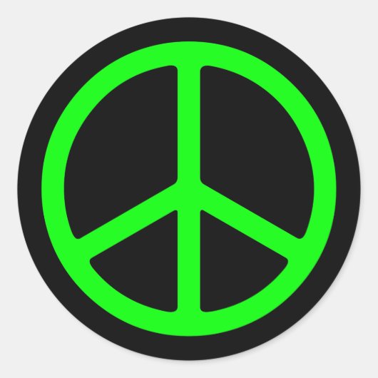 Heldergroen Vredesbord Ronde Sticker (Voorkant)