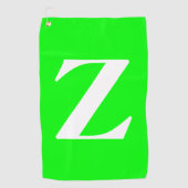 Heldergroen wit monogram golfhanddoek (Voorkant)