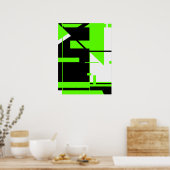 Heldergroen, zwart op wit Abstract Poster (Keuken)