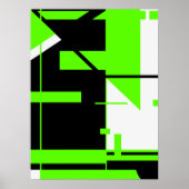 Heldergroen, zwart op wit Abstract Poster (Voorkant)