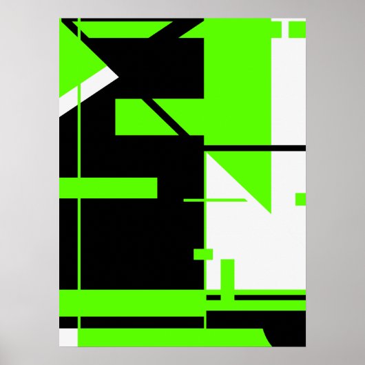 Heldergroen, zwart op wit Abstract Poster (Voorkant)