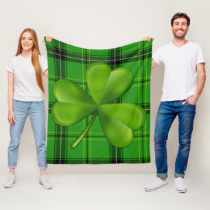 Heldergroene 3-bladklaver op speldenartan fleece deken