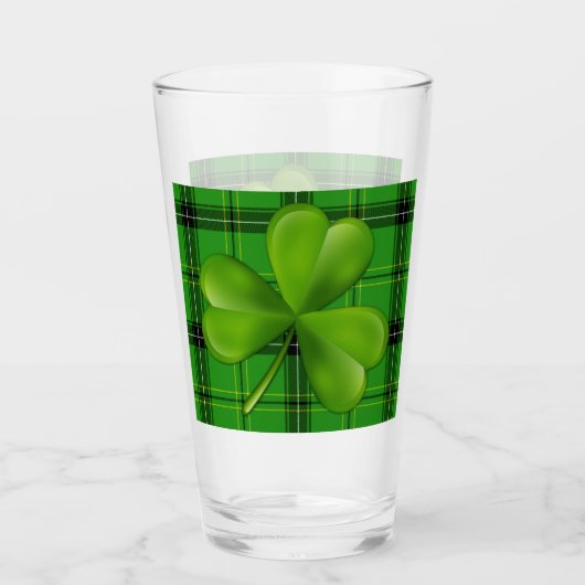 Heldergroene 3-bladklaver op speldenartan glas (Voorkant)