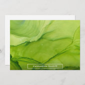 Heldergroene alcoholinkt Vloeistof Abstract Bedankkaart (Voorkant / Achterkant)