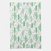 Heldergroene Cactus Succulent Blosheems Patroon Theedoek (Verticaal)