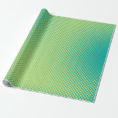 Heldergroene en turquoise pop art retro backgroun cadeaupapier (Uitgerold)
