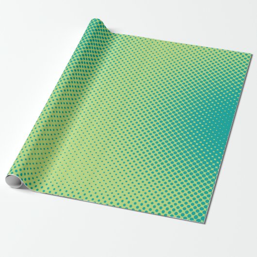 Heldergroene en turquoise pop art retro backgroun cadeaupapier (Uitgerold)