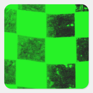 Heldergroene geruite vlag vierkante sticker