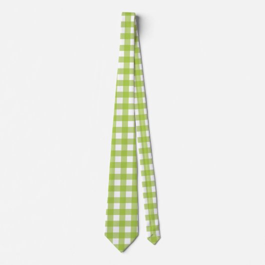 Heldergroene Gingham in wit Vichy Check Design Stropdas (Voorkant)