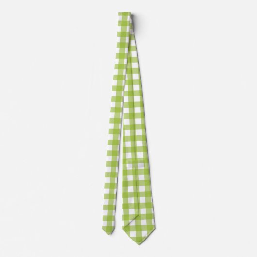 Heldergroene Gingham in wit Vichy Check Design Stropdas (Achterkant)