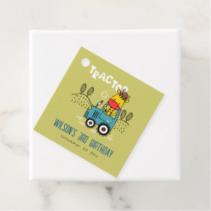 Heldergroene Giraffe in Boerderij Tractor Boys Ver Bedankjes Labels