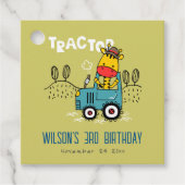 Heldergroene Giraffe in Boerderij Tractor Boys Ver Bedankjes Labels (Voorkant)