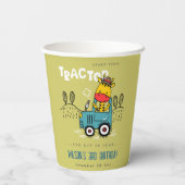Heldergroene Giraffe in Boerderij Tractor Boys Ver Papieren Bekers (Achterkant)