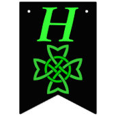 Heldergroene Ierse Keltische Knoop Ontwerp op Zwar Vlaggetjes (Eerste vlag)