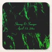 Heldergroene marmer vierkante kartonnen onderzetter (Voorkant)