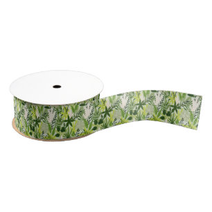 Heldergroene natuurbotanische tuin grosgrain lint