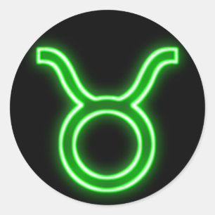 Heldergroene neon - Taurus de Bull Star Sign Ronde Sticker