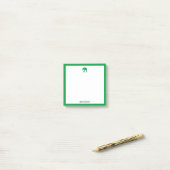 Heldergroene olifant en rand op wit w / naam post-it® notes (Op bureau)